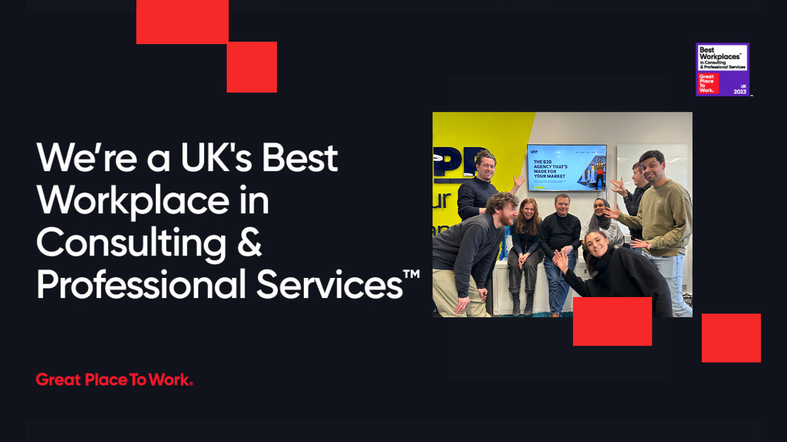 Upp B2B is officially a Top 100 UK Great Place to Work
